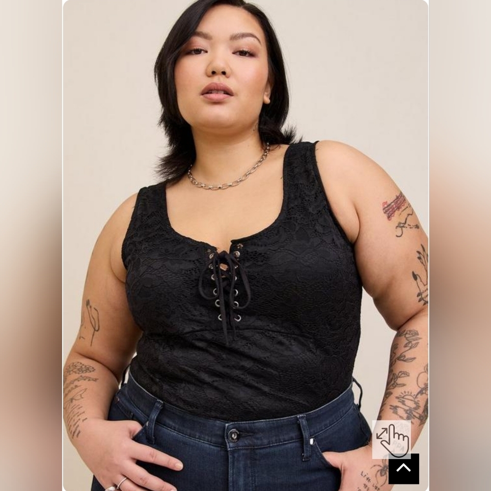 Torrid Lace Corset Seamed Laced Up Bodysuit